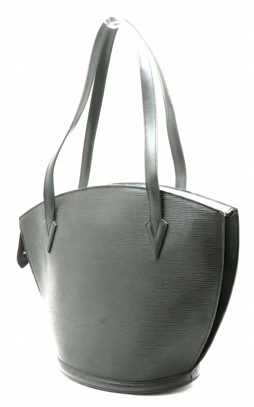 Louis Vuitton Leather Jacques Tote Epi Black Noir Saint Shoulder Bag Shopping